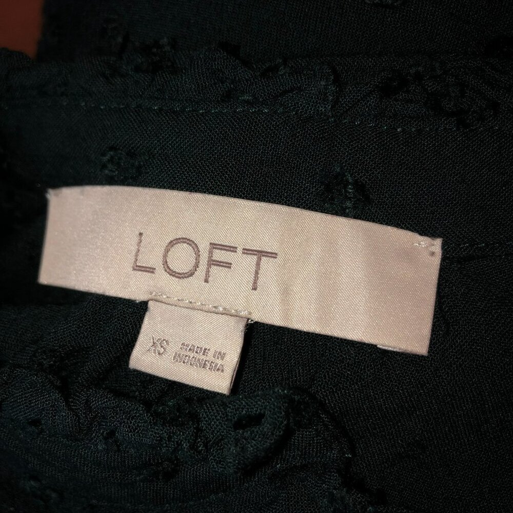 Loft Womens XS Black French Dot Embroidered L/S Button Up Blouse Top Shirt - Picture 7 of 8